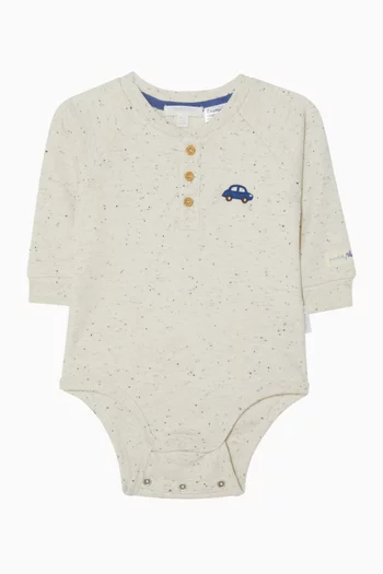 Thick Henley Bodysuit in Organic Cotton