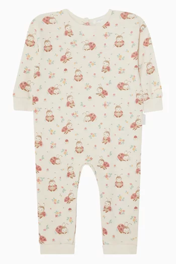Ladybird-print Sleepsuit in Organic Cotton