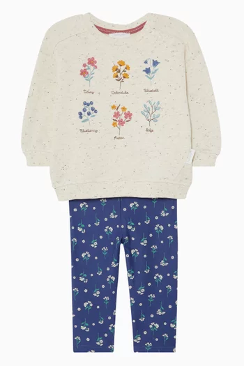 Woodland  Printed Thick Leggings in Organic Cotton-blend