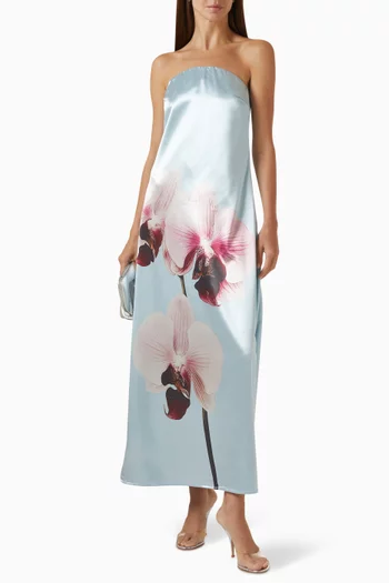 Yasorchida Bandeau Maxi Dress in Satin