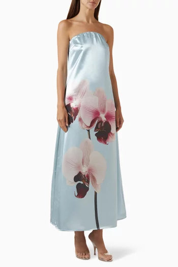 Yasorchida Bandeau Maxi Dress in Satin