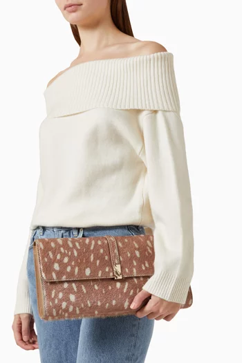 Piper Clutch Bag in Deer-printed Calf Hair