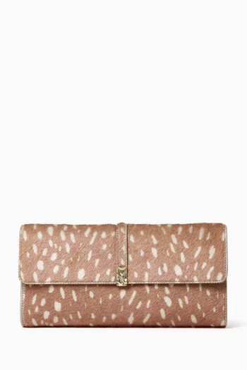 Piper Clutch Bag in Deer-printed Calf Hair