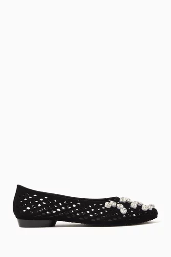 Lustre Ballerina Flats with Crystal Embellishments in PVC