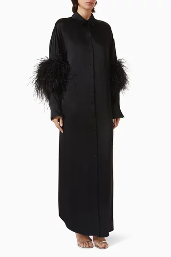 Feather Long Button-down Shirt in Satin