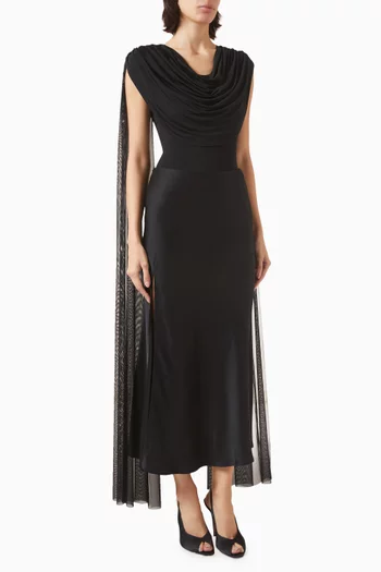 Cowl-neck Cape Bodysuit in Jersey