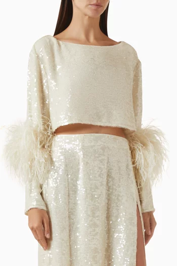 Sequin-embellished Crop Top
