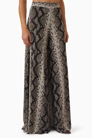 Printed Wide-leg Pants in Mesh