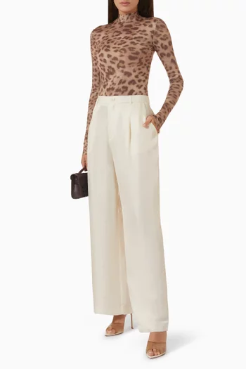 Printed Mock-neck Bodysuit in Jersey