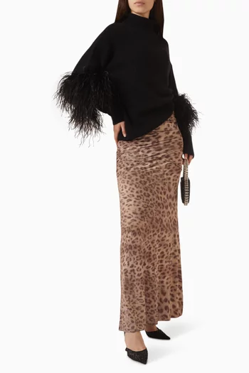 Shirred Hip Maxi Skirt in Jersey