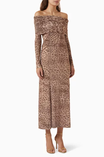 Printed Off-shoulder Gown in Jersey