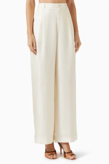 Wide-leg Pants in Silk Twill