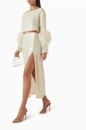 Sequin-embellished Midi Skirt