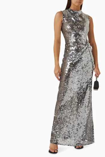 Sequin Sleeveless Gown in Mesh