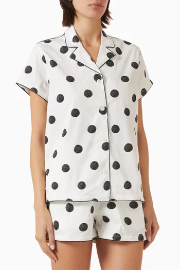 402 Polka-dot Shirt & Shorts Set in Cotton-stretch