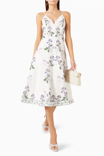 V-neck Printed Midi Dress