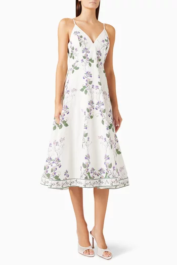 V-neck Printed Midi Dress