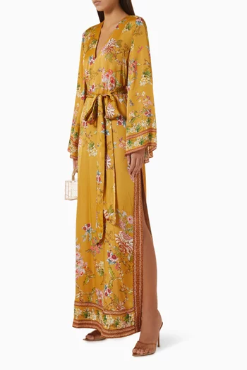 Yuna Belted Kaftan in Satin