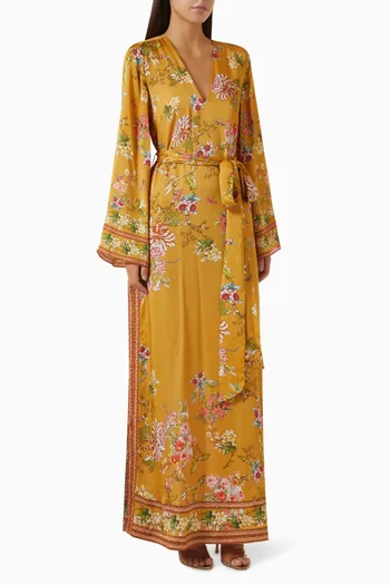 Yuna Belted Kaftan in Satin