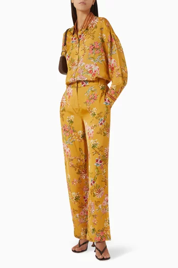 Yuna Floral Oversized Shirt in Viscose-twill