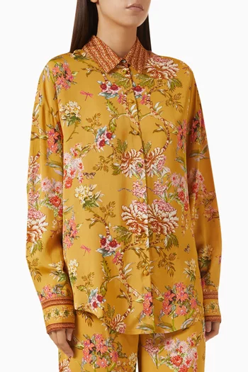 Yuna Floral Oversized Shirt in Viscose-twill