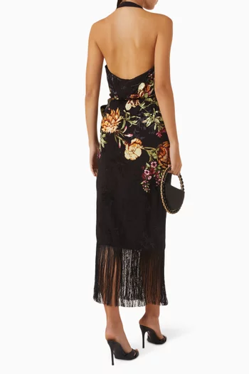 Zara Halterneck Midi Dress in Jacquard