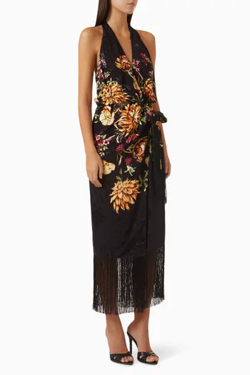 Zara Halterneck Midi Dress in Jacquard