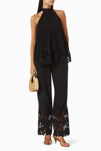 Ziva Lace-trim Pants in Crepe