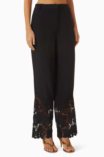 Ziva Lace-trim Pants in Crepe