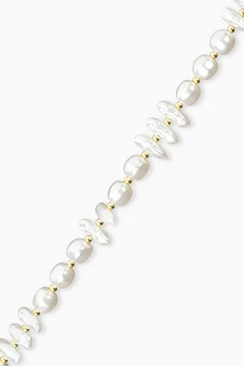 Liviya Long Phone Chain in Baroque Pearls, 120cm