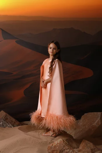 Feather-cuff Dress