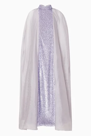 Sequin-embellished Cape Dress