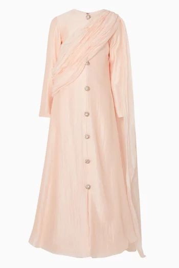 High Neck Cape Maxi Dress