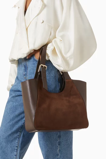 Furla Dora Medium Tote Bag in Leather and Suede