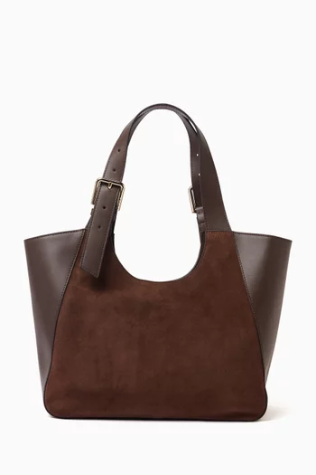 Furla Dora Medium Tote Bag in Leather and Suede
