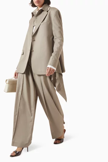 Deep Slit Scarf Blazer