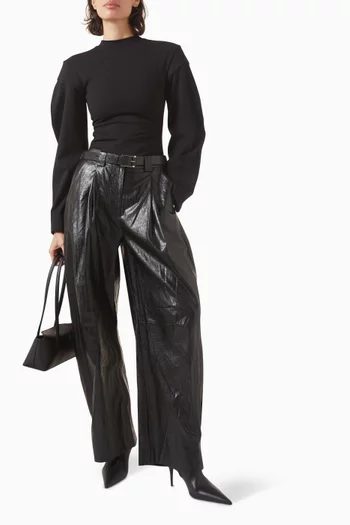 Taylor Barrel-leg Pants in Vegan Leather