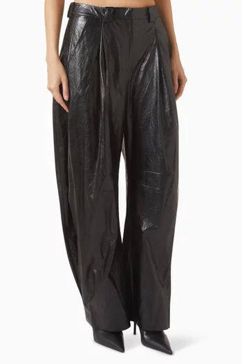 Taylor Barrel-leg Pants in Vegan Leather