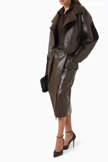 Wrap Midi Skirt in Vegan Leather