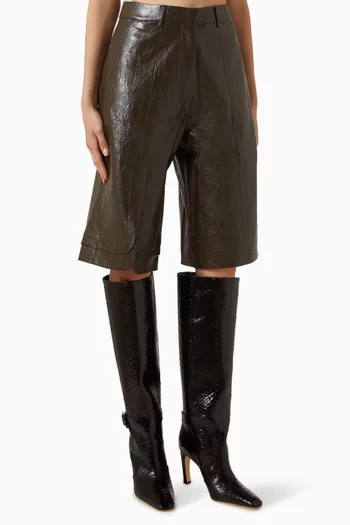Slit Detail Culottes in Faux Leather