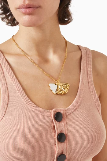 Mirror Pendant Necklace in Brass