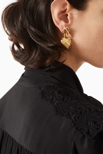 Heart Drop Earrings in Brass