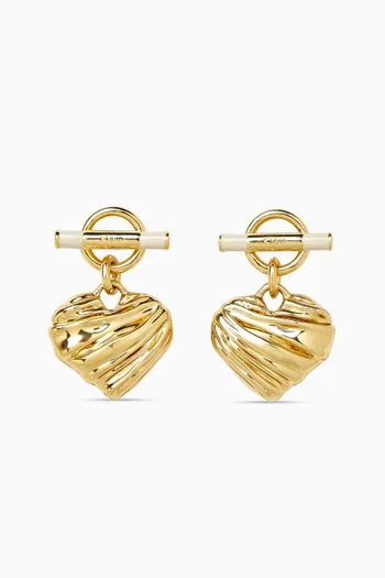 Heart Drop Earrings in Brass