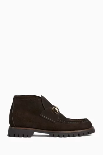 Horsebit Ankle Boots in Suede