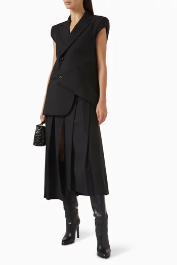 Bella Pleated Midi Skirt in Trevira-wool Blend