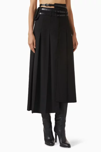 Bella Pleated Midi Skirt in Trevira-wool Blend