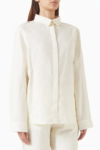 Long-sleeve Shirt in Linen-blend