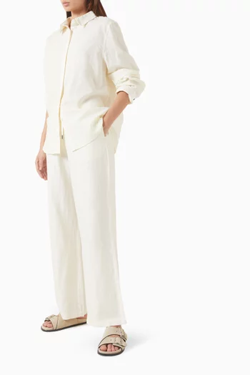 Straight-leg Pants in Linen-blend