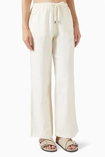 Straight-leg Pants in Linen-blend