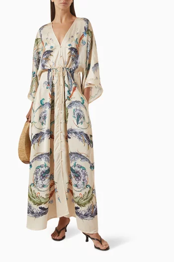 Drawstring Kaftan in Viscose-blend